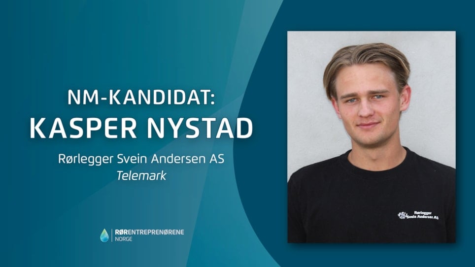 Kasper Nystad, kandidat i Rørlegger-NM. Lærling i Rørlegger Svein Andersen AS, representerer Telemark.