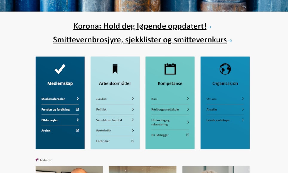 Skjermdump av rornorge.no sin forside