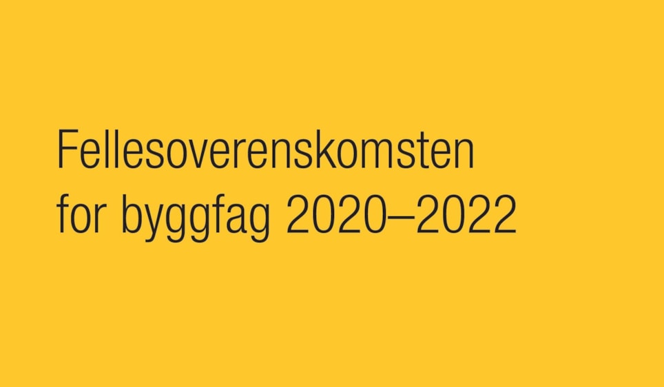 Utsnitt av forsiden på Fellesoverenskomsten for byggfag 2020-2022